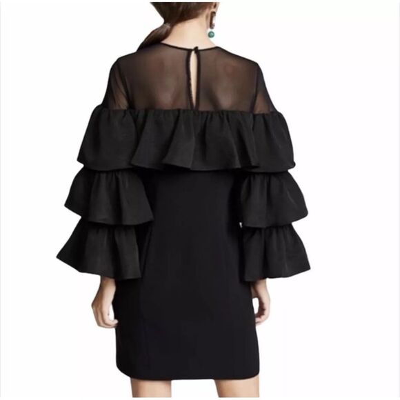 Cinq a Sept Valentina Black Ruffle Dress black size 2 tiered sleeve mini dress - Picture 8 of 9